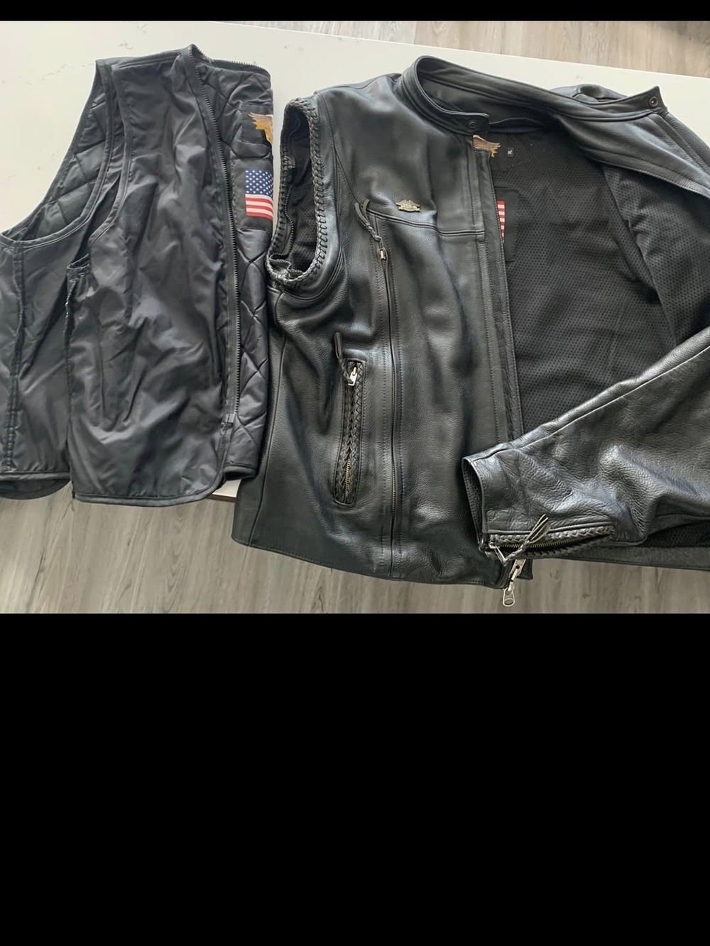 Men's Harley Davidson Black Leather Motorcycle Jacket/vest